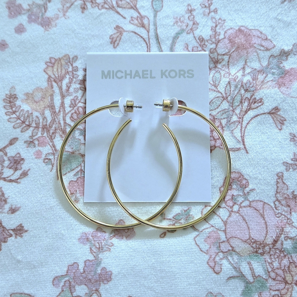 Michael Kors Gold💛 "Cityscape"🏙 Large Hoop Earrings - Picture 4 of 14